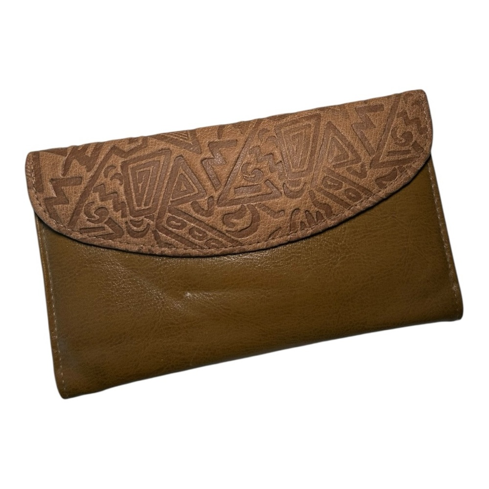 Vintage 90s Mundi Tan Embossed Leather Wallet NWT